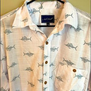 Men’s L Nob Hill Sailfish Linen Shirt